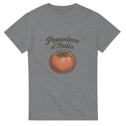 T-shirt med vintage tomatmotiv och texten 'Pomodoro d’Italia' i kurvig italiensk typografi.