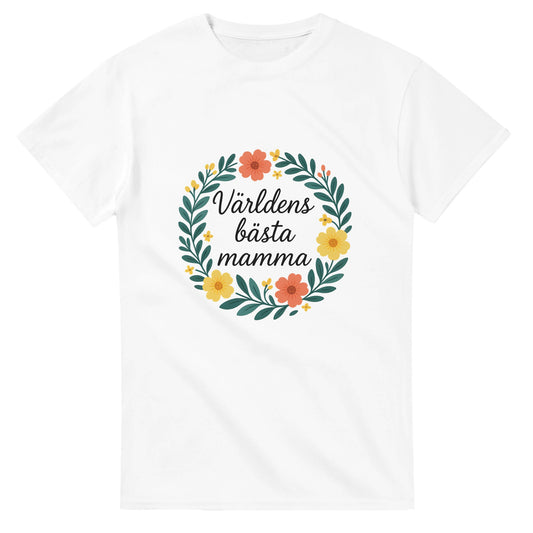 En vacker blomkrans med handskriven text för att fira världens bästa mamma. Perfekt för alla tillfällen!