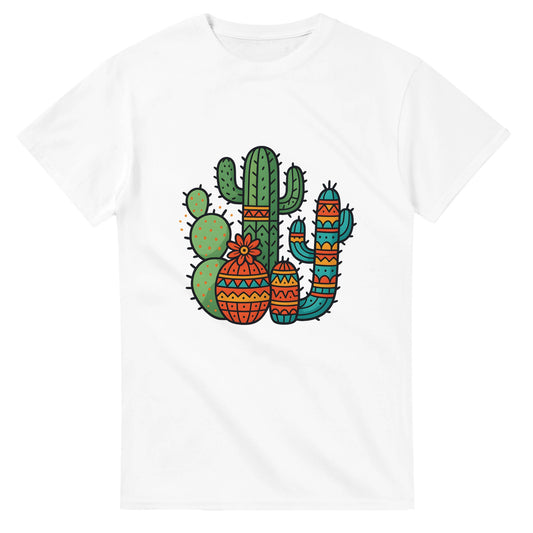 T-shirt med livliga kaktusar och traditionella mönster för att fira den mexikanska kulturen. Viva la Kaktus!