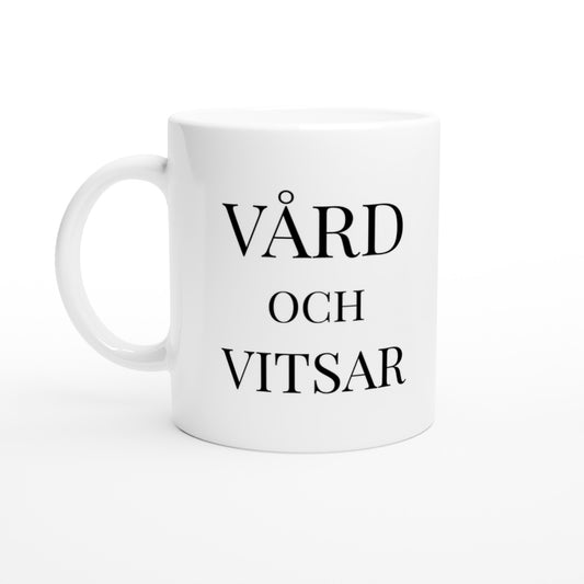 Mugg för sjuksköterskan som kombinerar vård och humor.