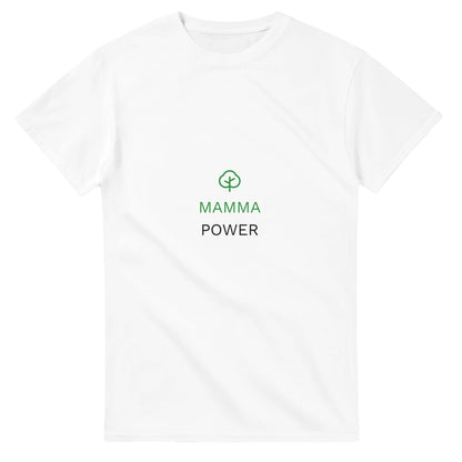 T-shirt med växande träd-ikon och texten Mamma Power - hyllar mammans kraft och styrka.