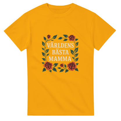 T-shirt med 'Världens bästa mamma' i typografi och rosor. Tidlös och luftig design för den bästa mamman.