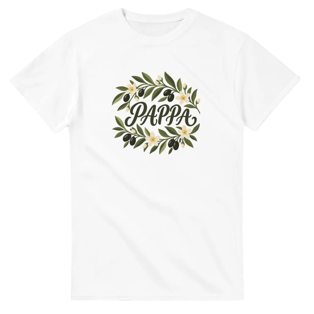 T-shirt – Pappa – oliv, vit – stort motiv på bröstet