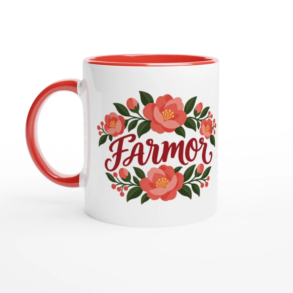 Mugg – Farmor – kamelia, röd