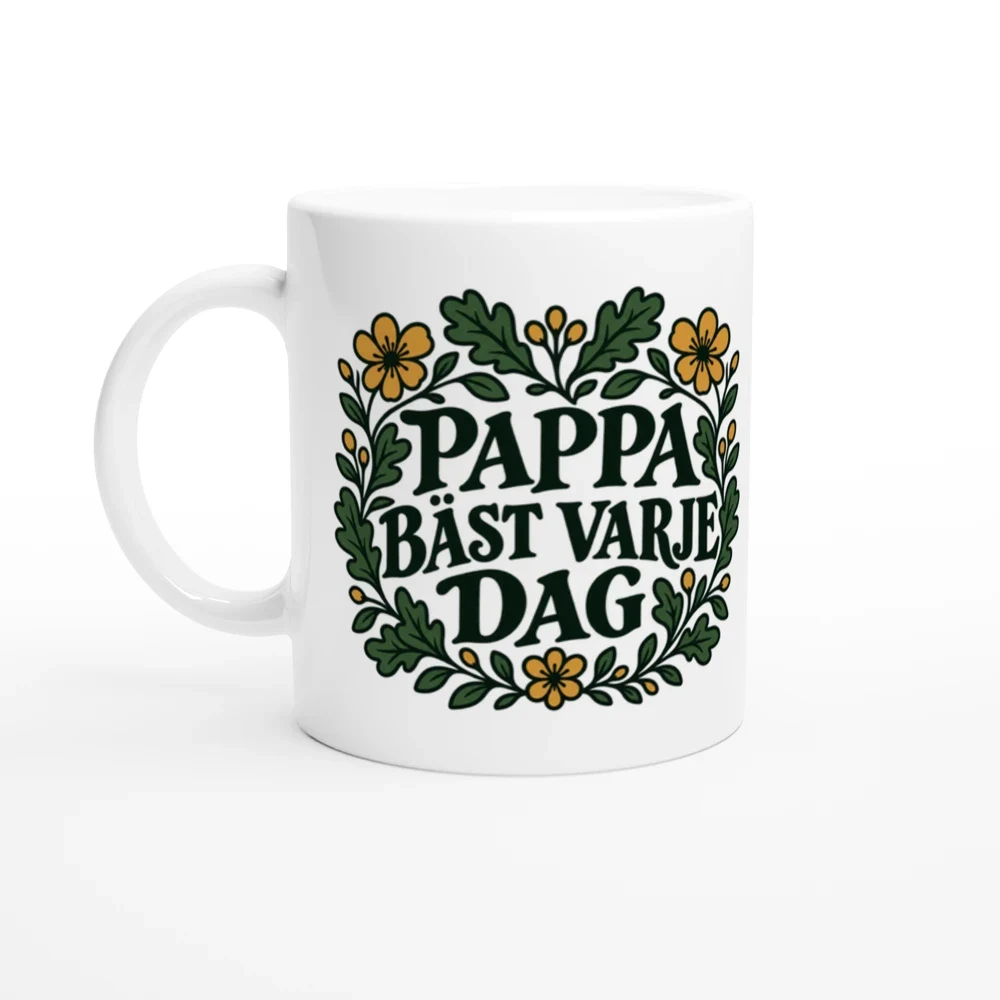 Mugg – Pappa – bäst varje dag – motiv med handtaget till vänster