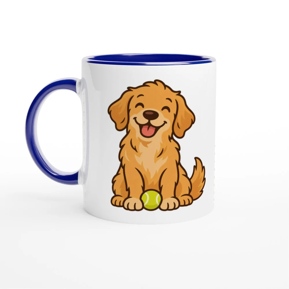 Mugg – Hund med tennisboll, blå