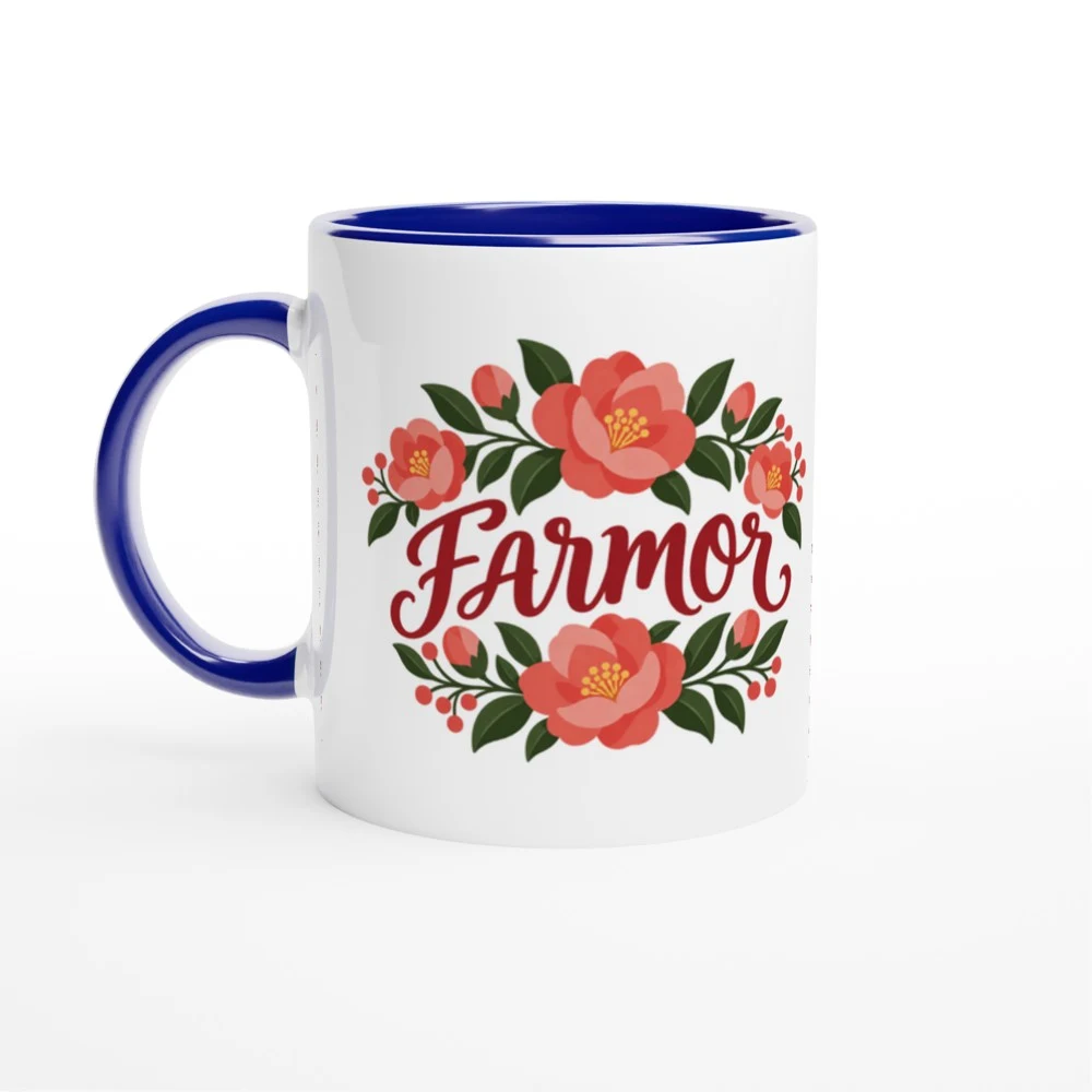 Mugg – Farmor – kamelia, blå