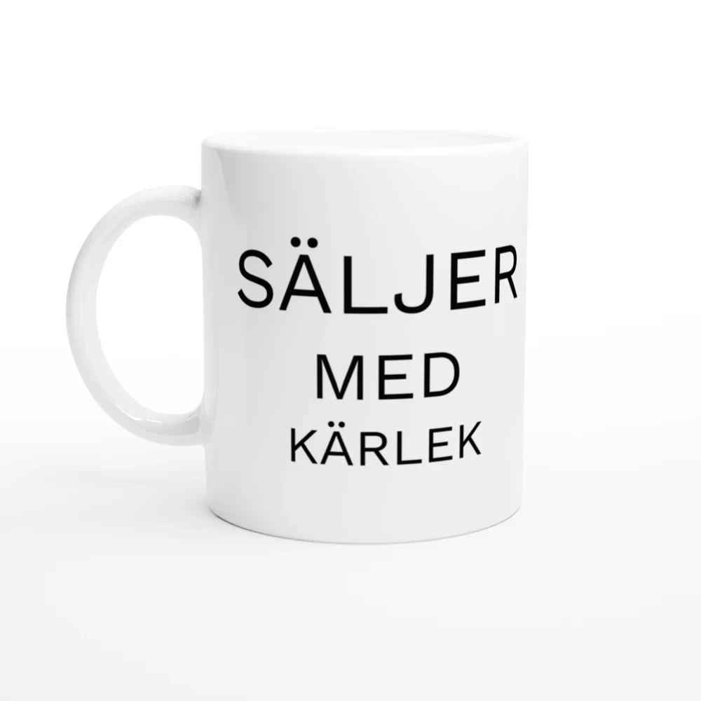 Mugg säljer med kärlek – motiv med handtaget till vänster