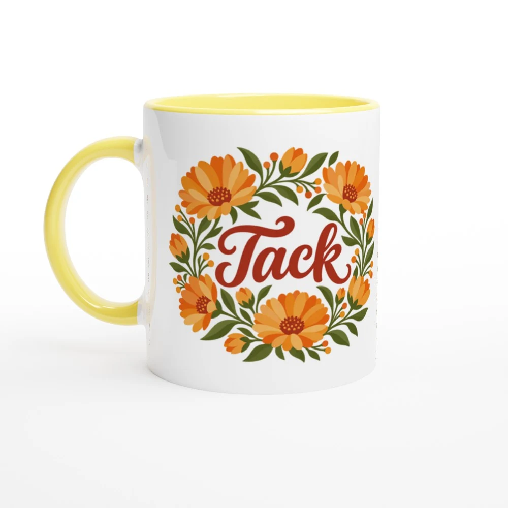 Mugg – Tack – ringblommor, gul