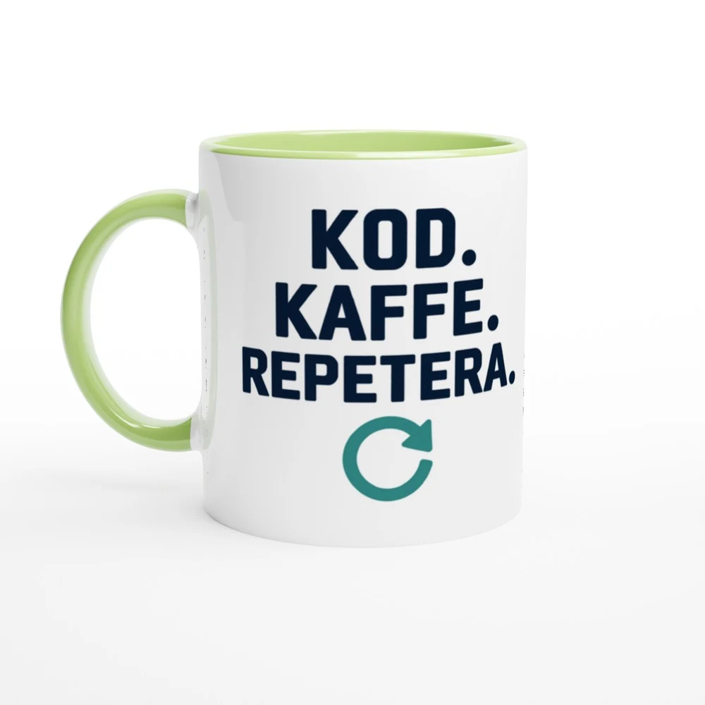 Mugg – Kod. Kaffe. Repetera., grön