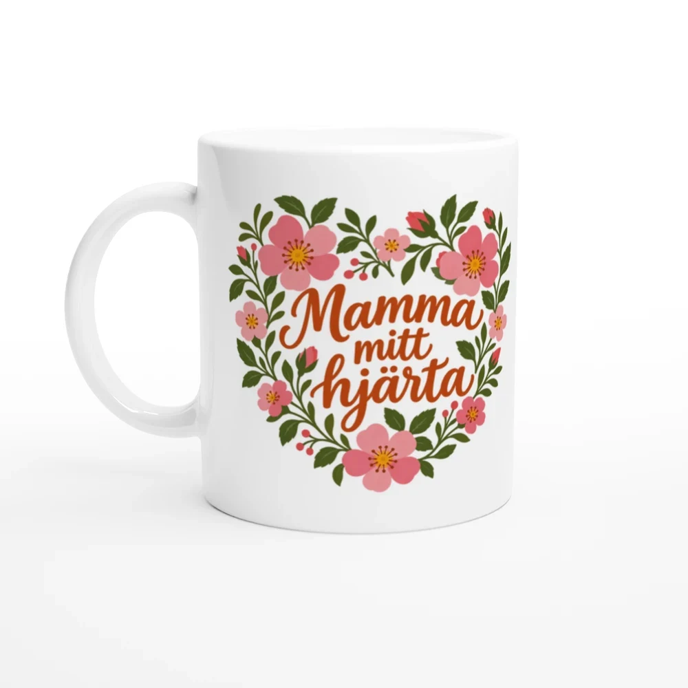 Mugg – Mamma – mitt hjärta – motiv med handtaget till vänster