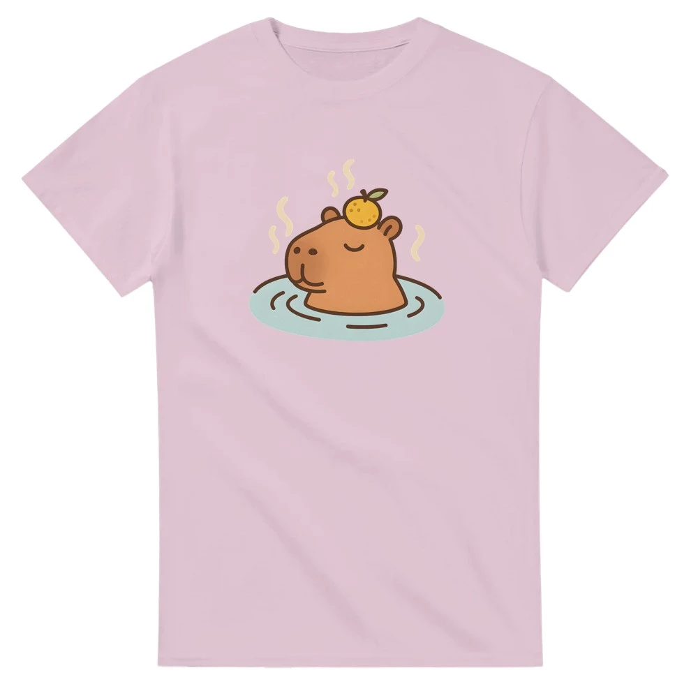 T-shirt capybara i varm källa, ljusrosa