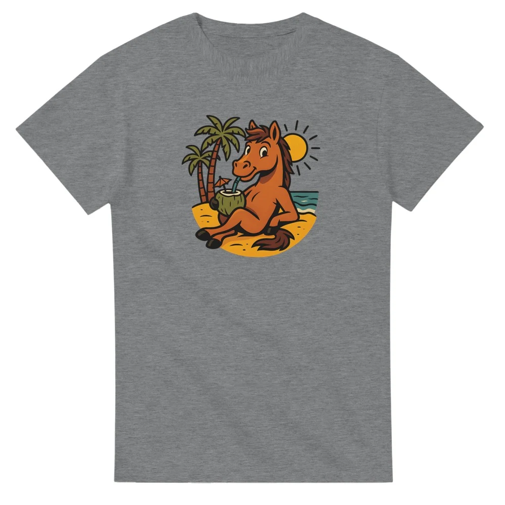 T-shirt häst på semester, sport grey