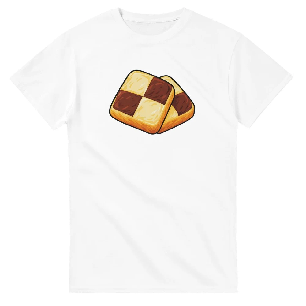 T-shirt – Schackrutor, vit – stort motiv på bröstet