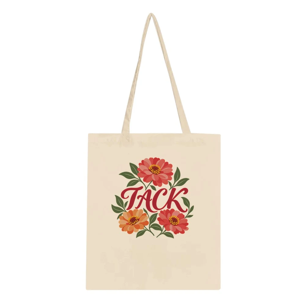 Tygkasse – Tack – zinnia, natur