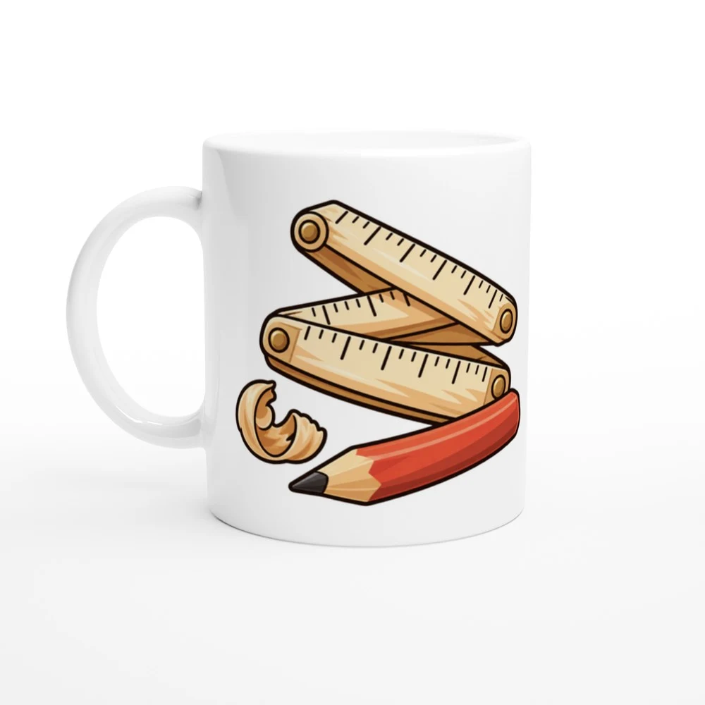 Mugg – Tumstock och penna, vit