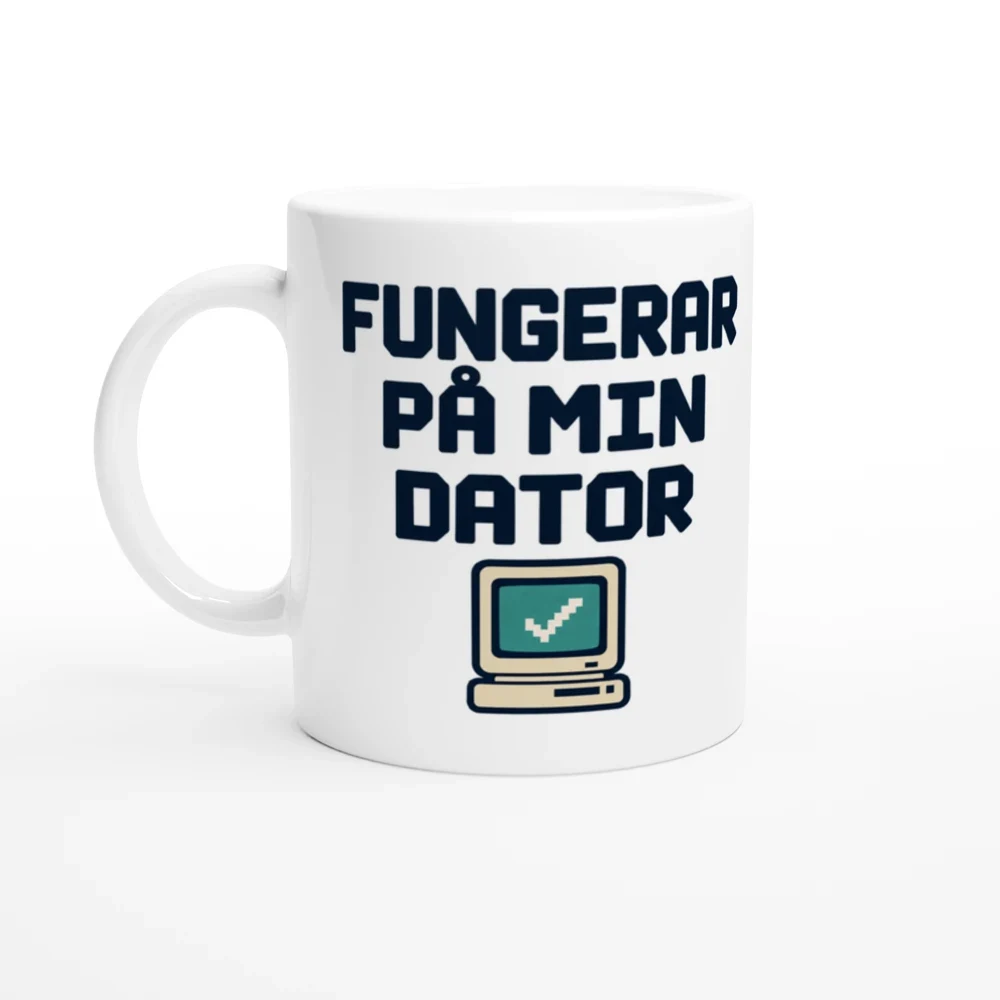 Mugg – Fungerar på min dator – motiv med handtaget till vänster