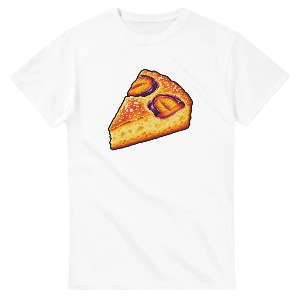 T-shirt – Plommonkaka, vit – stort motiv på bröstet