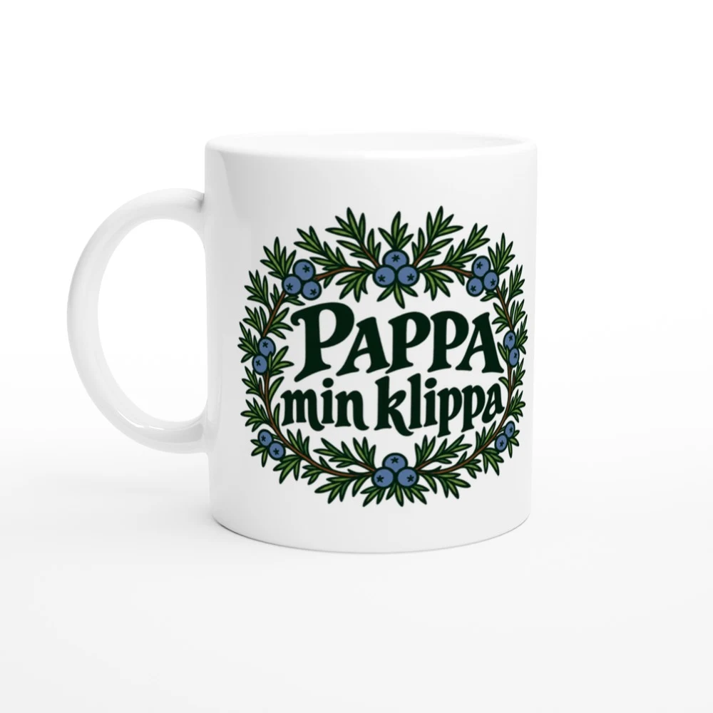 Mugg – Pappa – min klippa, vit – motiv med handtaget till vänster