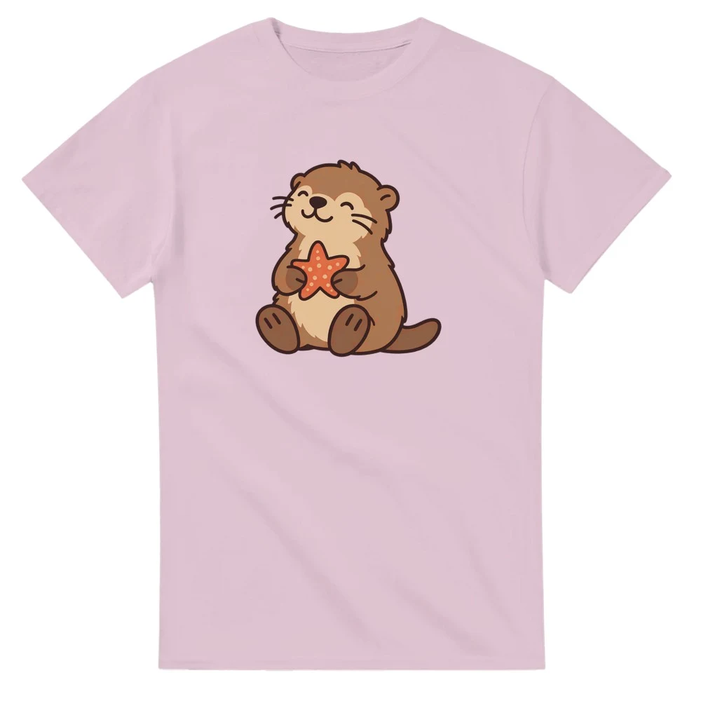 T-shirt – Sjöutter med sjöstjärna, ljusrosa