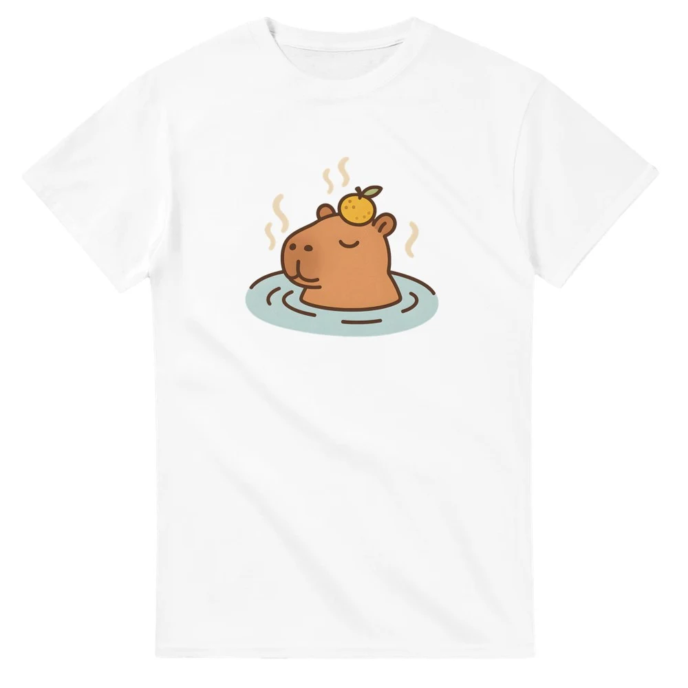 T-shirt capybara i varm källa, vit