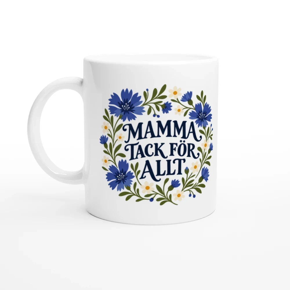 Mugg – Mamma – tack för allt – motiv med handtaget till vänster