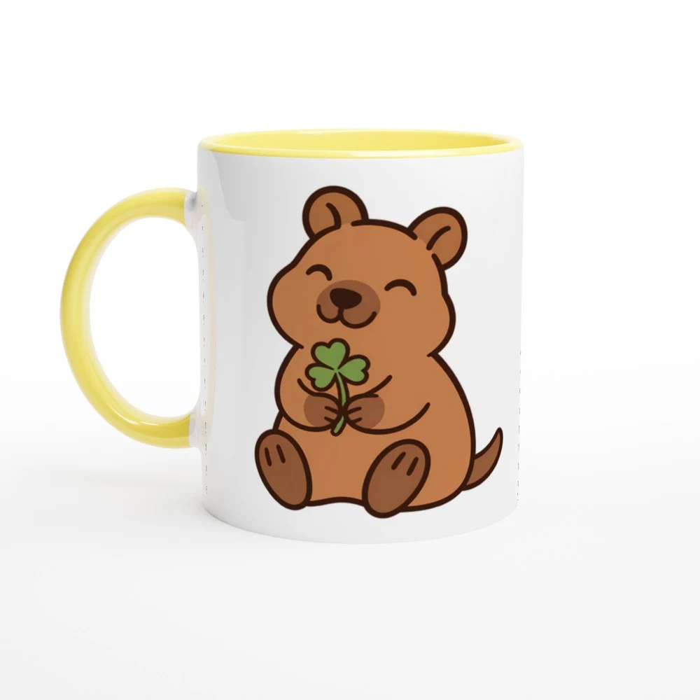Mugg – Quokka med klöver, gul