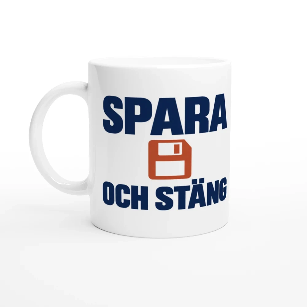 Mugg – Spara och stäng – motiv med handtaget till vänster