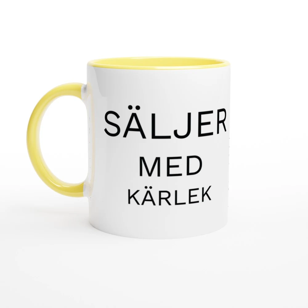 Mugg säljer med kärlek, gul